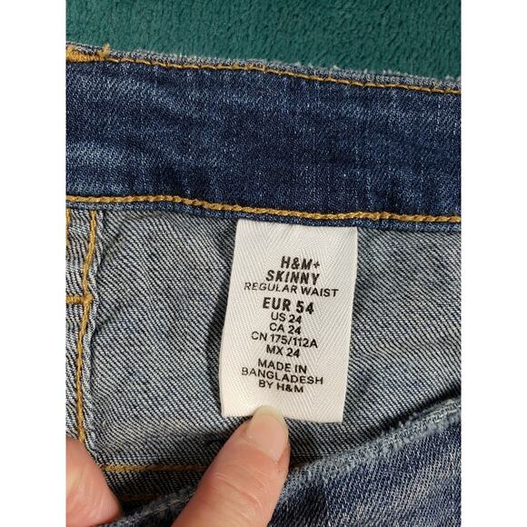 H&M Jeans Size 24 Womens Blue Stretch Pants Denim Mid Rise Ladies Skinny NWT - Picture 5 of 15